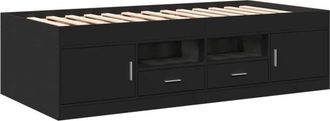 vidaXL Daybed with Drawers without Mattress Black 100x200 cm Vidaxl