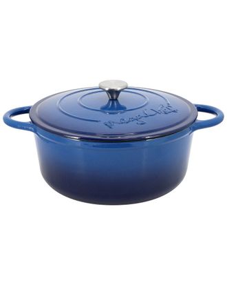 MegaChef 6.35Qt Blue Round Enameled Cast Iron Dutch Oven
