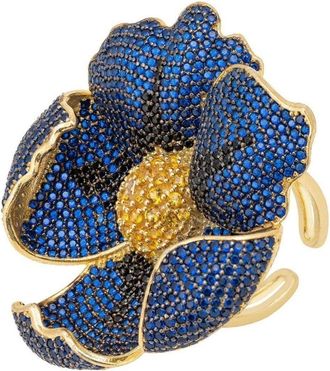 Latelita London Poppy Flower Blue Ring Gold