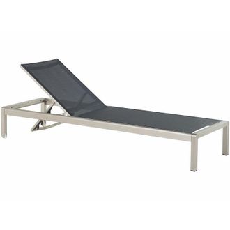 Beliani Beliani - Lettino da Giardino Struttura Alluminio Anodizzato Argento Seduta Tessuto Grigio Fossato
