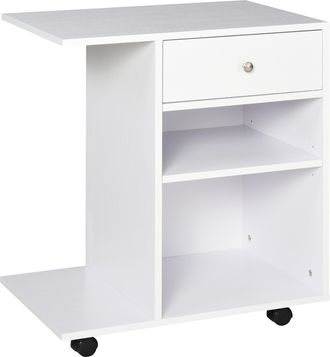 Vinsetto Mobile Supporto Per Stampante Con Mensola Regolabile E 4 Ruote Bianco - Vinsetto
