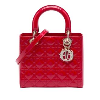 Dior Pre-owned Lady Dior Handbag - Dames - Pre-owned - Rood - Maat: ONE Size Leer