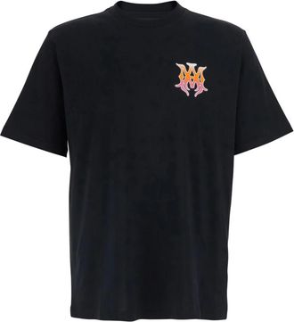 Amiri Zwart T-shirt met ronde hals en printdetail op de voorkant en maxiprint op de achterkant van katoen voor heren - Heren - T-shirts - Zwart - M - Katoen