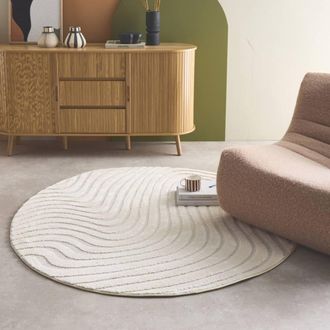 Sweeek 160cm Interior Rug With Wavy Patterns Cream | Size: 100 cm x 160 cm