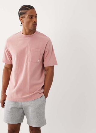 Farah Stacy - T-shirt rossa tinta in capo con logo sulla tasca-Rosa