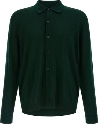 Roberto Collina Merino Wool Cardigan - Heren - Vesten - Groen - XL - Wol - Truien & Vesten