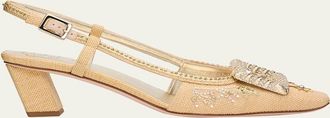 Roger Vivier 45mm Belle Vivier Embellished Canvas Slingback Pumps