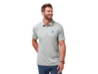 Travis Mathew Los Angeles Dodgers The Zinna Polo Mens Short Sleeve Knit Heather Grey : 3XL, Cotton/Polyester