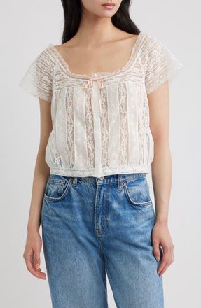 D&ocirc;en Great Lace Cotton Voile Top in Salt at Nordstrom, Size Xx-Large