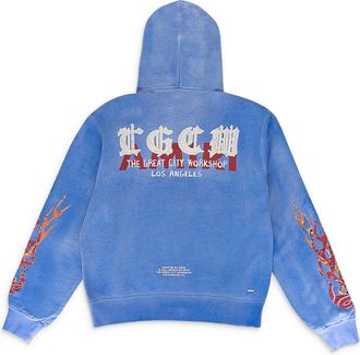 Amiri T. G.C. W. FLAMES BLUE HOODIE