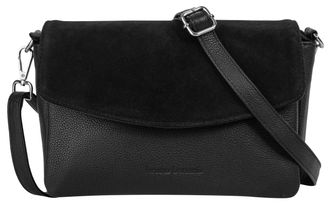 Bruno Banani Umh&auml;ngetasche BRUNO BANANI, Damen, Gr. B/H/T: 24cm x 16cm x 9cm onesize, schwarz, Leder, leicht gl&auml;nzend, unifarben, Taschen Umh&auml;ngetasche, echt Leder