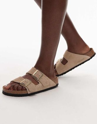 Birkenstock Arizona - Sandali in camoscio color sabbia-Neutro