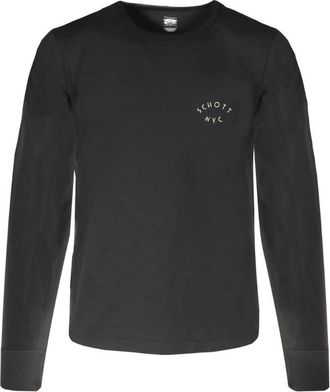 Schott NYC Unisex Union Long Sleeve Tee Top In Black