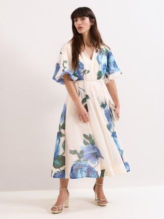 Phase Eight Adeline Floral Midi Dress in Cream at Nordstrom, Size 14