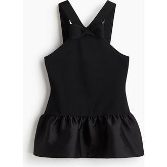 H&M Bow-detail Top in Black at Nordstrom, Size 4X-Large