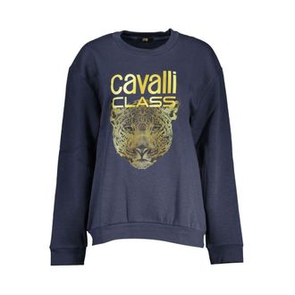 Cavalli Womens Jaguar Crew Neck Sweatshirt - Dark Blue Cotton - Size Medium