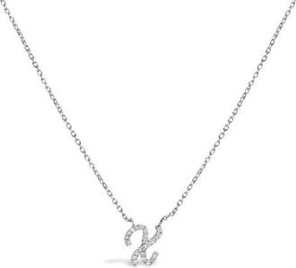 House of Brilliance 10K Gold Diamond Accent A-Z Initial Script Style Pendant Necklace in White | X at Nordstrom