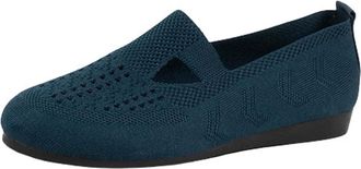 Generic Flat Shoes Women Mesh Breathable Running Shoes Solid Color Lightweight Comfortable Stylish Classic Comfortable Slip On Shoe Outdoor Walking Blue