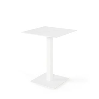 Koketto Home Mesa alta cuadrada tapa porcelanico blanca y pata blanca