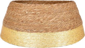 MiCa Decorations Cesta del &aacute;rbol de navidad en hierba marina dorado D58