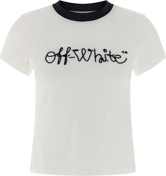 Off-white T-Shirt Script Con Ricamo-Donna