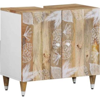 vidaXL Armario De Lavabo Para Ba&ntilde;o Madera Maciza De Mango 62x33x58 Cm Vidaxl