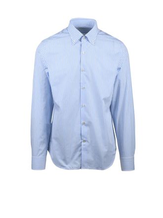Ghirardelli White Light Blue Two-Tone Cotton Button-Down Shirt