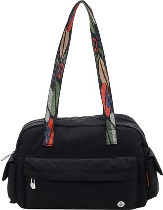 Generic Cymwer Nylon Trendy Shoulder Bag Fashion Top Handle Handbags for Women Shopping (Black)