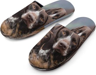 Generic German Shorthaired Pointer Dogs Mens Cozy Memory Foam Slippers Warm Cotton House Shoes Comfy Slipper for Indoor Outdoor