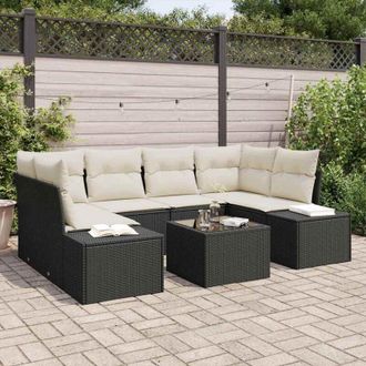 vidaXL Conjunto De Sof&aacute; De Jard&iacute;n 7 Pcs Negro Polirat&aacute;n Vidaxl
