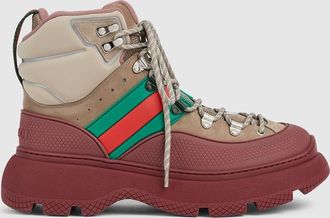 Gucci Mens Lace-up Ankle Boot, Beige, Suede