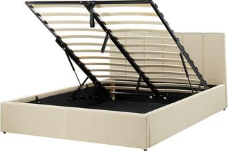 Beliani Ottoman Bed Fabric DREUX 140 x 200 cm (EU Double) Beige