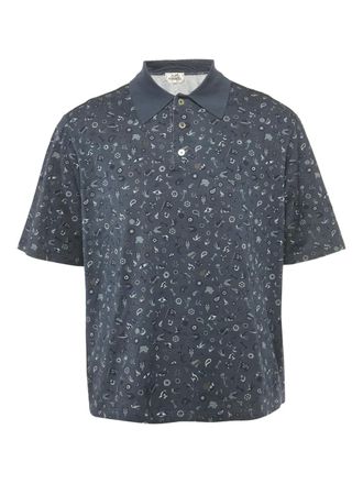 Herm&egrave;s pique cotton polo shirt - men - Cotton - L - Blue