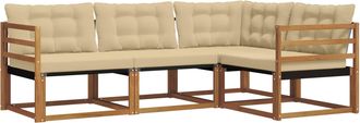 vidaXL Conjunto De Sof&aacute;s De Exterior 4 Uds. Natural Y Beige Vidaxl