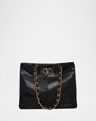 Valentino Garavani Chevron Patchwork Nappa Leather Tote Bag