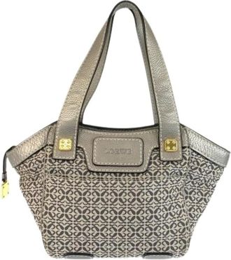 Loewe Pre-owned Handbags, female, Gray, Size: ONE SIZE Pre-owned Canvas Shoulder Bag