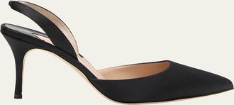 Manolo Blahnik Carolyne Satin Slingback Pumps