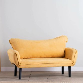 Dmora Sof&aacute; Cama 2 Plazas Hone, Almacenamiento, Reclinable, Apertura Click-clack, 140x65 Cm Amarillo