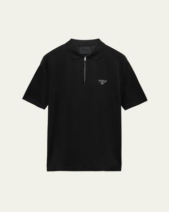 Prada Mens Renylon Pique Polo Shirt