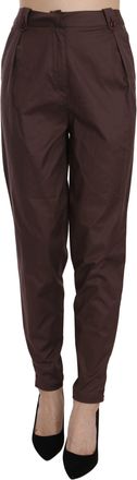 Just Cavalli Brown High Waist Tapered Formal Trousers Womens Pants