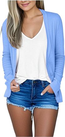 Generic Cardigan Women Cardigans for Women UK Lightweight Open Front Long Sleeve Soft Ladies Cardigan Sweaters Casual Trendy Fall Shrugs Cover Ups,Blue,S