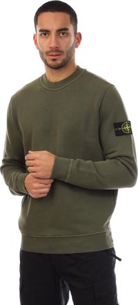 Stone Island Mens Crewneck Sweatshirt in Green Cotton - Size X-Large