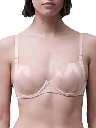 Chantelle Womens Glaze Covering T-Shirt Bra - Pink Polyamide - Size 38DD