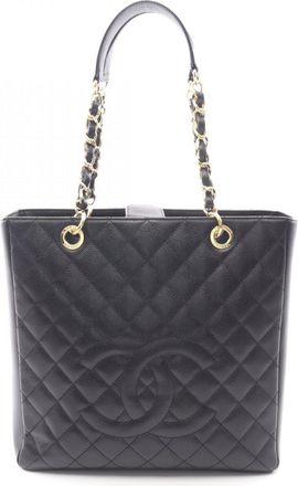 Chanel Black Grained Calfskin Tote Bag (Pre-Owned)