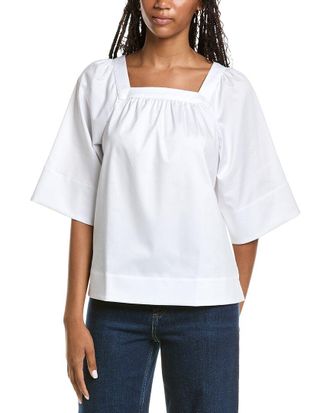 Foxcroft Violet Elbow-Sleeve Matte Top
