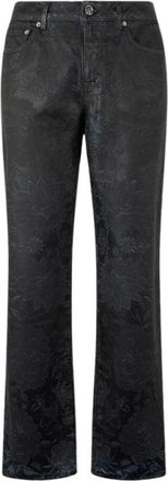 Roberto Cavalli Jeans, Heren, Zwart, W36, Denim, Denim Jeans Met Bloemenpatroon