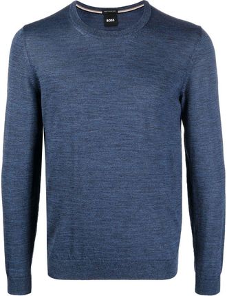 BOSS crew neck knitted sweater - men - Virgin Wool - S - Blue