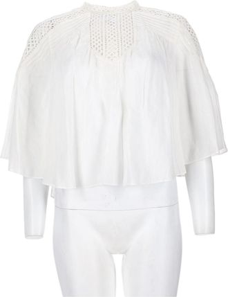 Isabel Marant Loose-Fitting Flutter Sleeves Lace Viscose-Blend Blouse