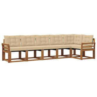 vidaXL Conjunto De Sof&aacute;s De Exterior Con Coj&iacute;n 6 Pcs Natural Y Beige Vidaxl