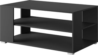 OEM Mesa De Centro Rectangular Moderna Y Sencilla Con Estantes, 100 Cm, Color Negro Mate